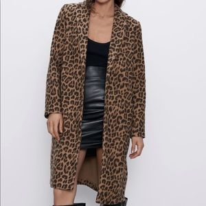 Zara leopard coat size s